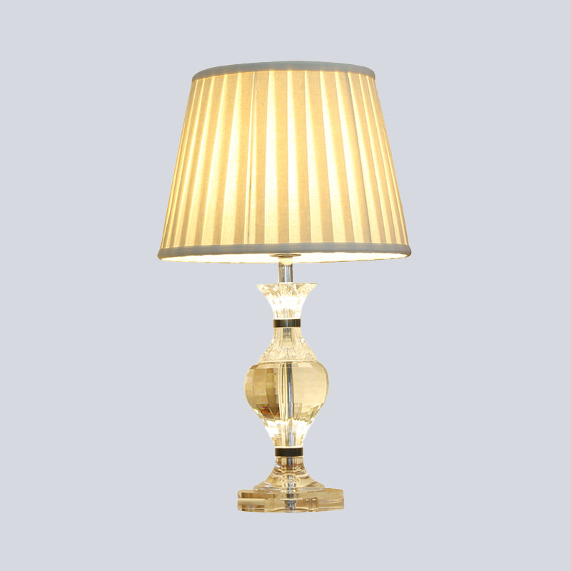 Modernism Vase Shape Task Lighting Hand-Cut Crystal 1 Bulb Reading Lamp in Beige
