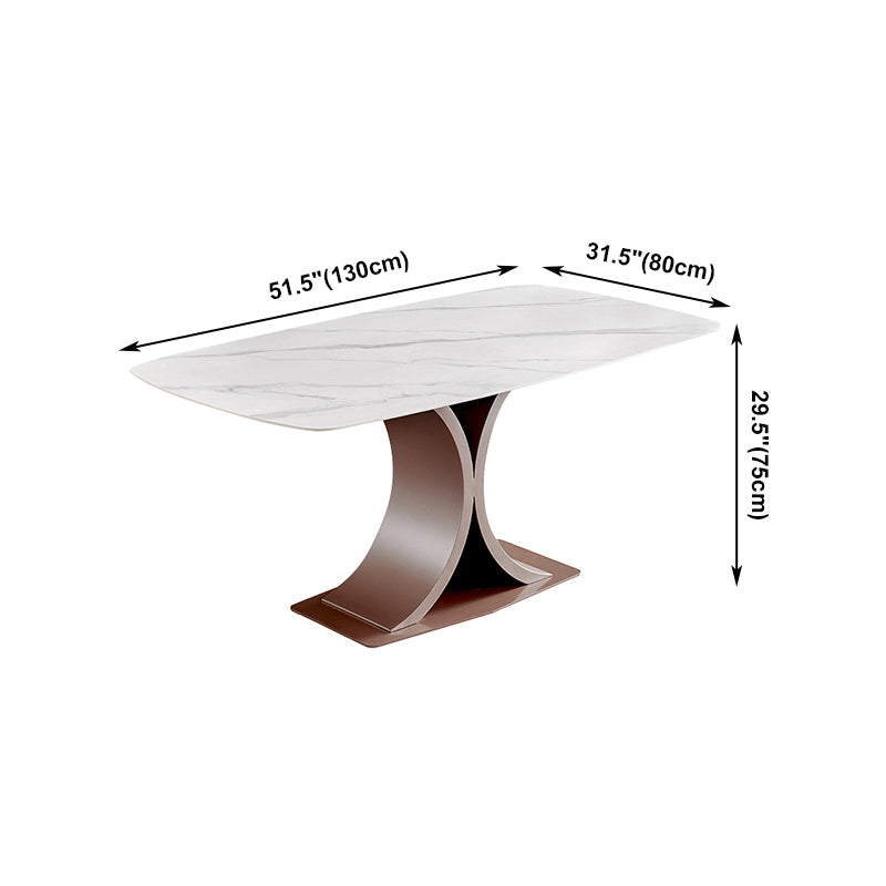 Mesa de comedor de lujo tradicional Rectángulo de piedra sinterizada con marco de oro rosa