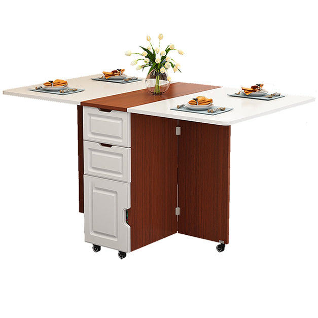 Solid Wood Mid-Century Rectangle Table Wooden Top Table with Drop Leaf