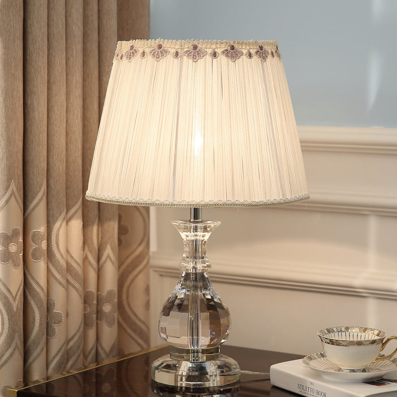 1 tête de tâche courbée légère modernisme lampe à lecture en cristal coupé à la main en beige pour chambre à coucher