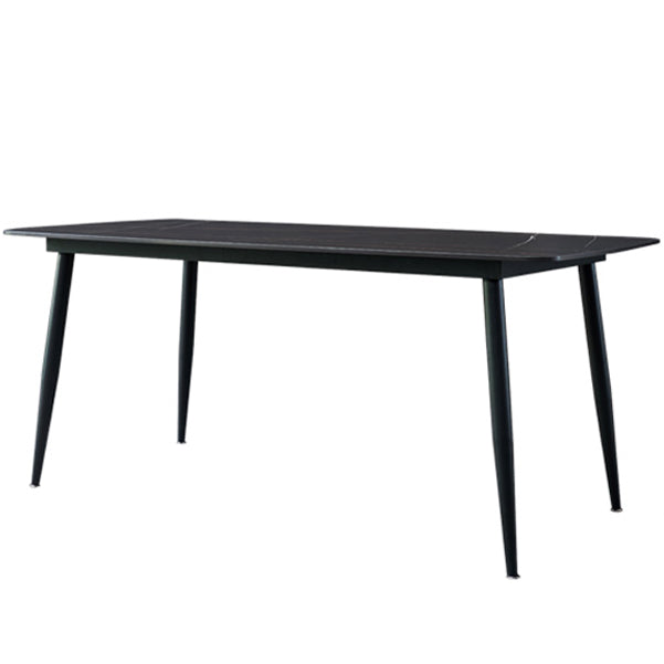 Modern Style Dining Table Rectangle Sintered Stone 4 Legs Table with Black Frame