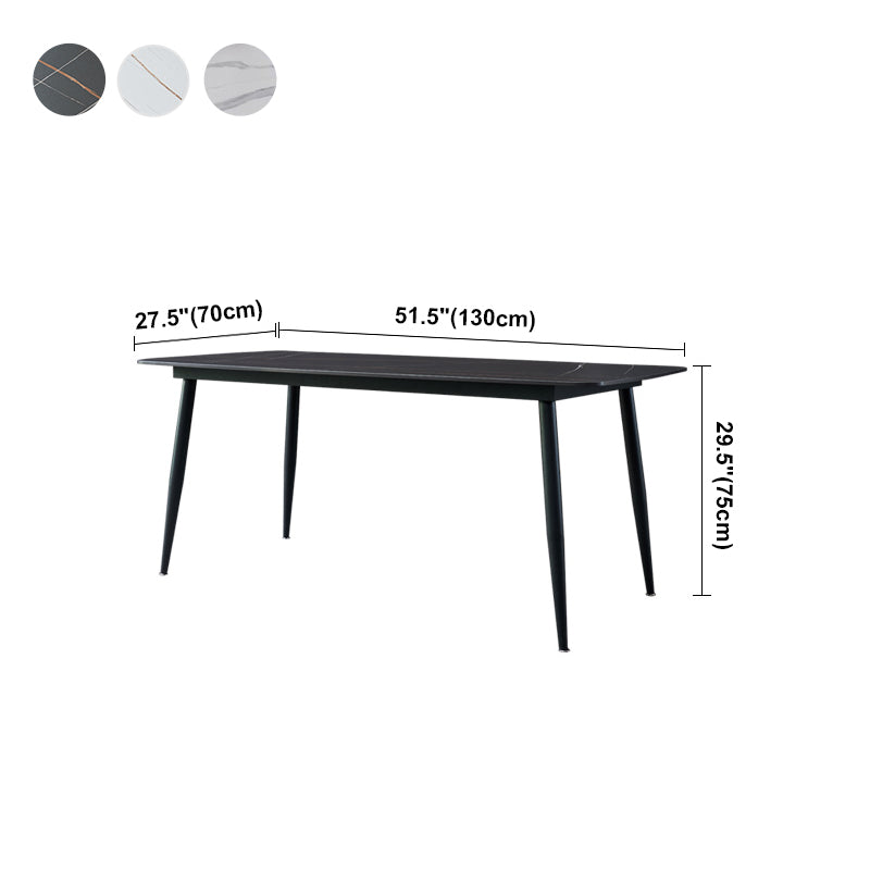 Modern Style Dining Table Rectangle Sintered Stone 4 Legs Table with Black Frame