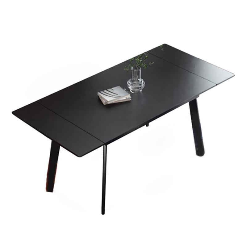 Industrial Rectangle Shape Table Black Sintered Stone Dining Table with 4 Legs Base