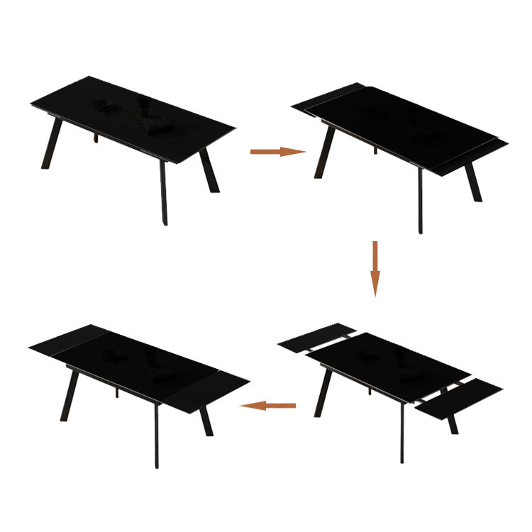 Industrial Rectangle Shape Table Black Sintered Stone Dining Table with 4 Legs Base