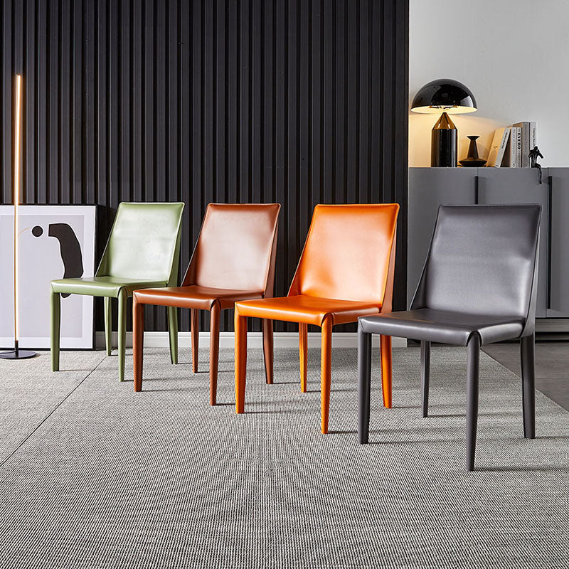 Chaises de salle à manger en cuir de style moderne, chaises latérales à dossier solide sans accoudoirs pour la cuisine