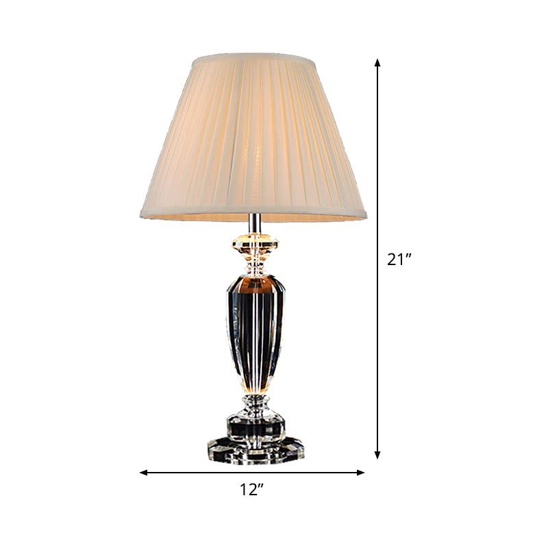 1 Head Living Room Desk Lamp Modern Beige Task Lighting with Wide Flare Fabric Shade