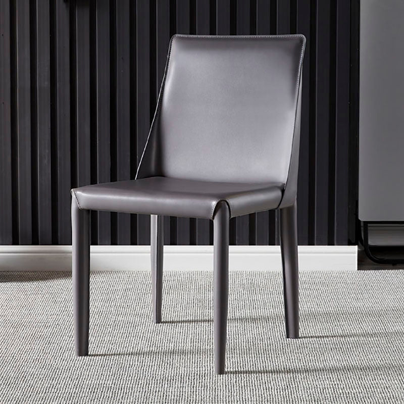 Chaises de salle à manger en cuir de style moderne, chaises latérales à dossier solide sans accoudoirs pour la cuisine