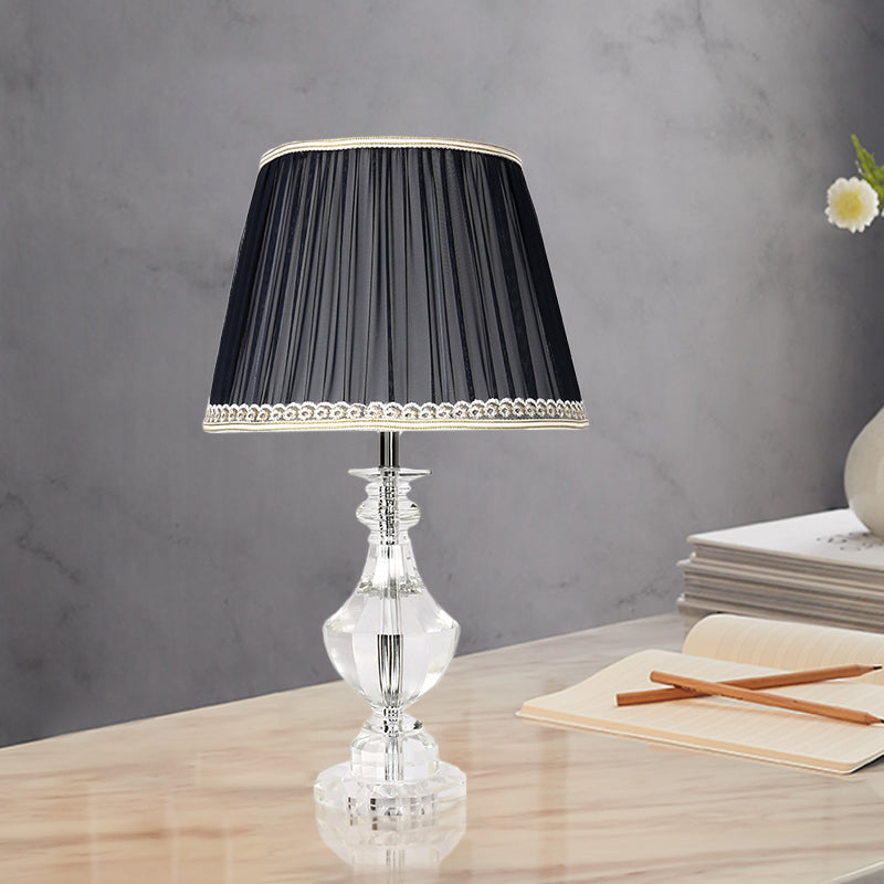 Tâche en forme d'urn Lumière contemporaine de cristal à main 1 tête petite lampe de bureau en noir