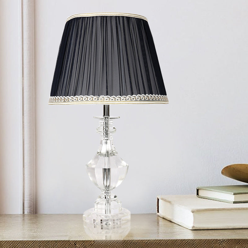 Tâche en forme d'urn Lumière contemporaine de cristal à main 1 tête petite lampe de bureau en noir