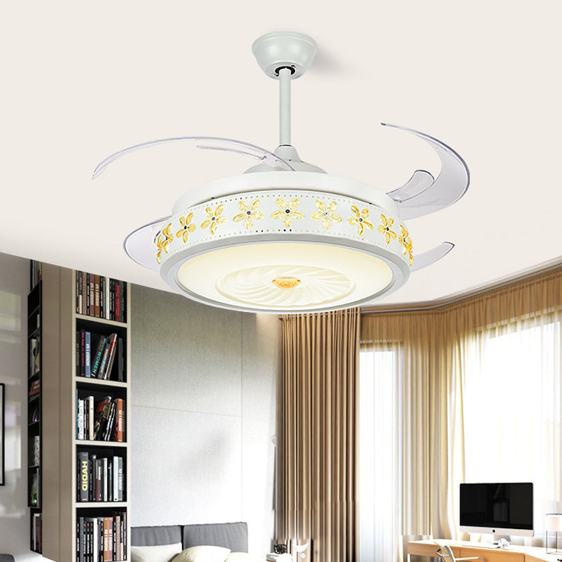 Cercle de lampe à fans blanc métallique LED 42 "LECONS DE PLADIER MODIFICATIVE MODERNE MODERNI