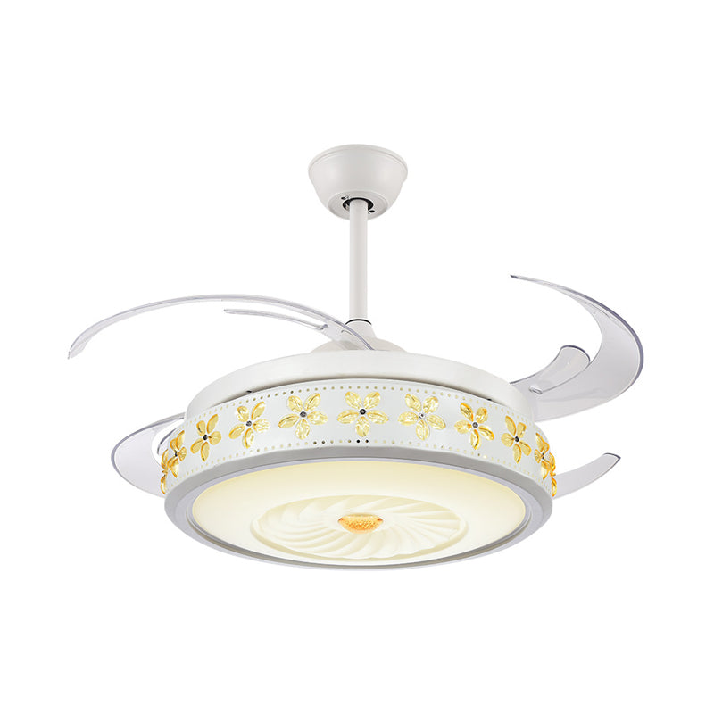 Cercle de lampe à fans blanc métallique LED 42 "LECONS DE PLADIER MODIFICATIVE MODERNE MODERNI