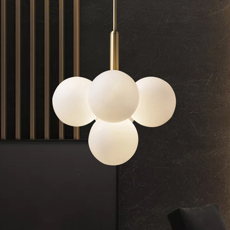 Sfera lampada lampadario in vetro bianco contemporaneo 5/13 luci in ottone sospeso a sospensione con design sferico