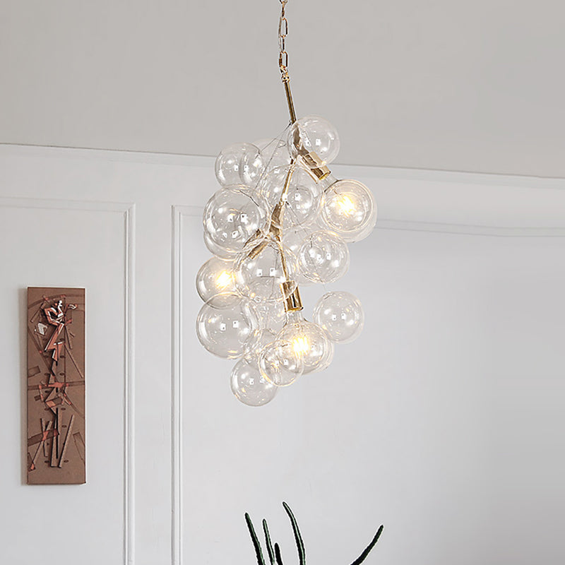 Moderne balhangende plafondlamp helder glas 3/5-licht woonkamer kroonluchter hanger in goud