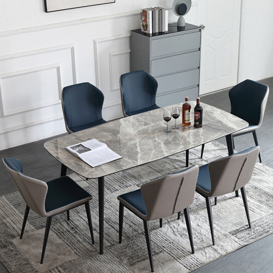 Sintered Stone Dining Table Simplicity Style 4 Legs Carbon Steel Base Rectangle Table for Home