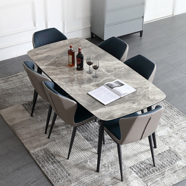 Sintered Stone Dining Table Simplicity Style 4 Legs Carbon Steel Base Rectangle Table for Home
