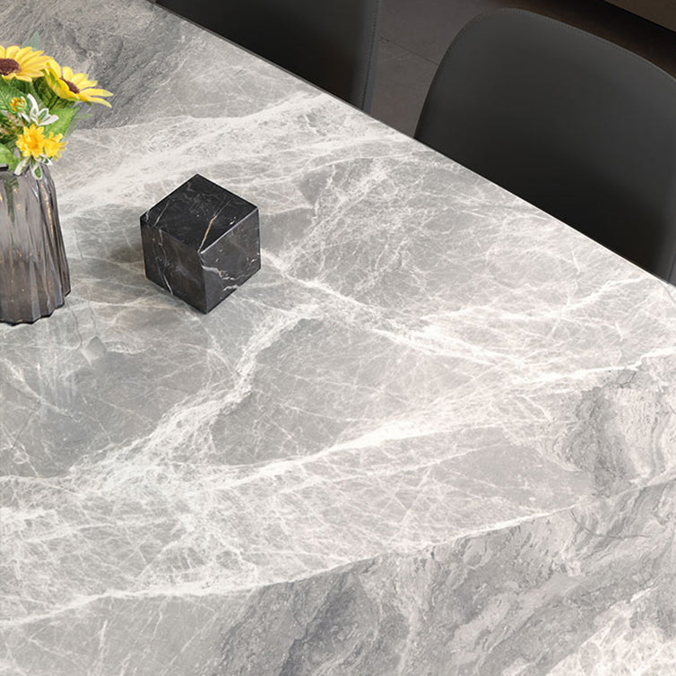 Sintered Stone Dining Table Simplicity Style 4 Legs Carbon Steel Base Rectangle Table for Home