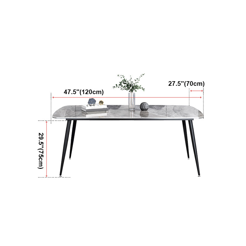 Sintered Stone Dining Table Simplicity Style 4 Legs Carbon Steel Base Rectangle Table for Home