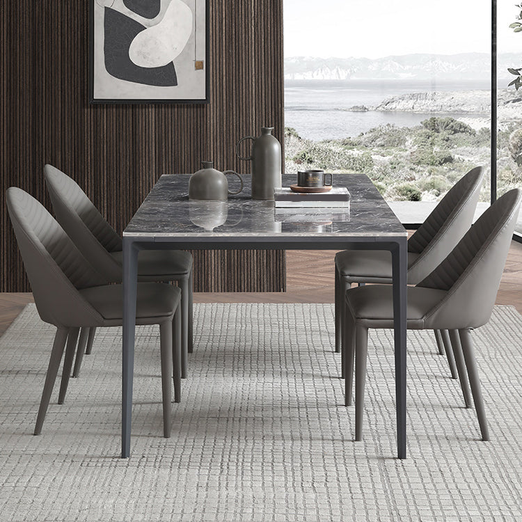 Simple Style Sintered Stone Table 4 Legs Aluminum Base Rectangle Table for Home