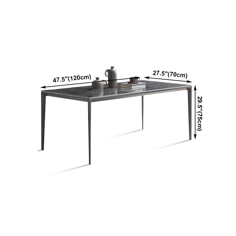 Simple Style Sintered Stone Table 4 Legs Aluminum Base Rectangle Table for Home