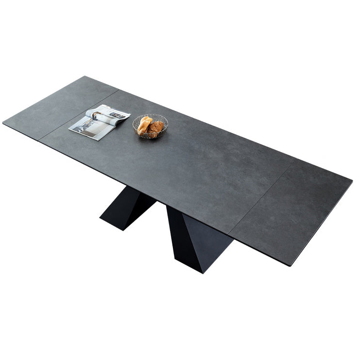 Mesa de comedor gris de estilo moderno Mesa de comedor de piedra sinterizada con marco negro