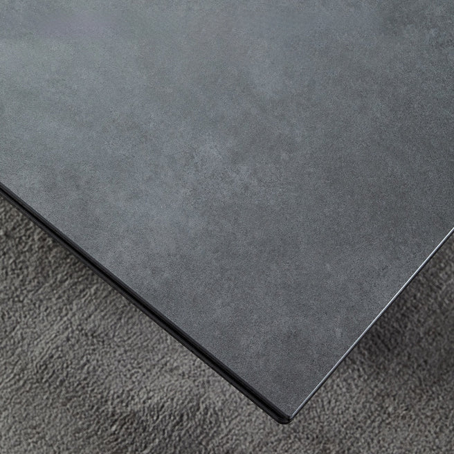 Mesa de comedor gris de estilo moderno Mesa de comedor de piedra sinterizada con marco negro