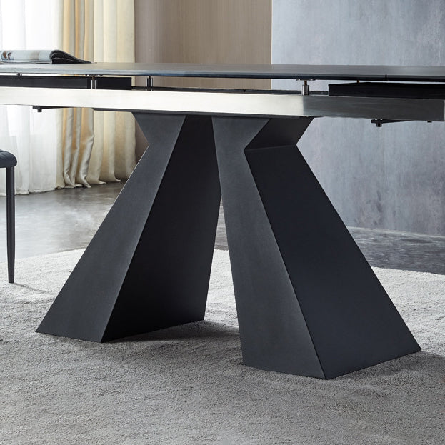 Mesa de comedor gris de estilo moderno Mesa de comedor de piedra sinterizada con marco negro