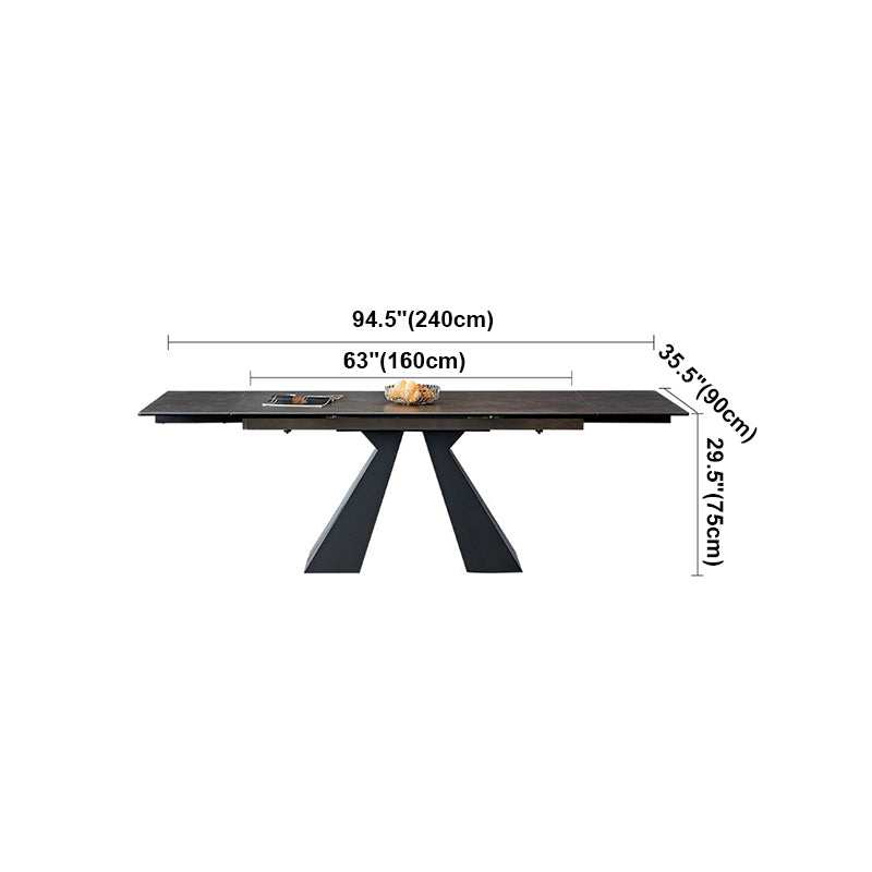 Mesa de comedor gris de estilo moderno Mesa de comedor de piedra sinterizada con marco negro