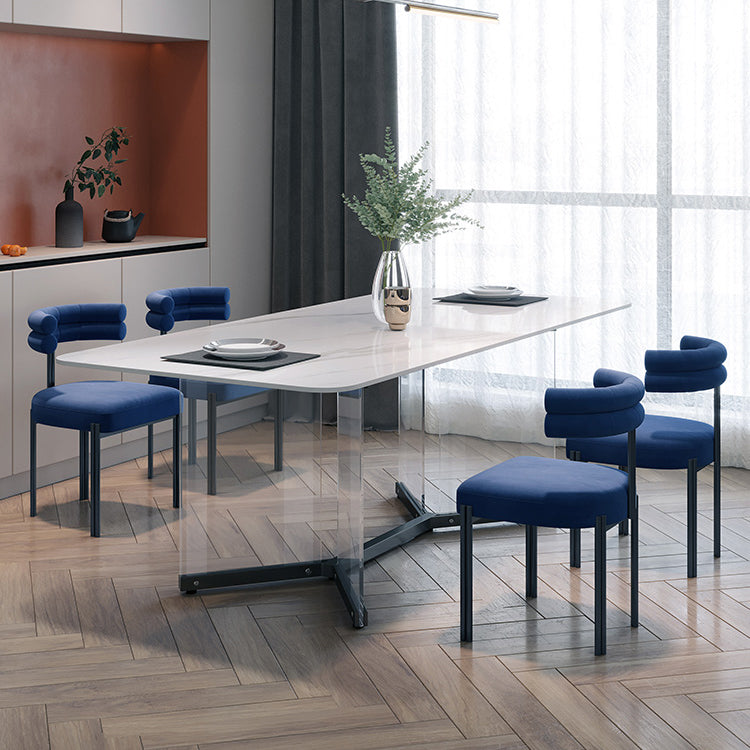 Modern Style White Dining Table Rectangle Sintered Stone Table with Acrylic Base