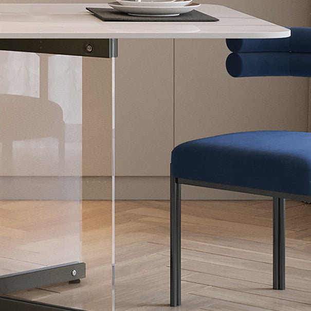 Modern Style White Dining Table Rectangle Sintered Stone Table with Acrylic Base