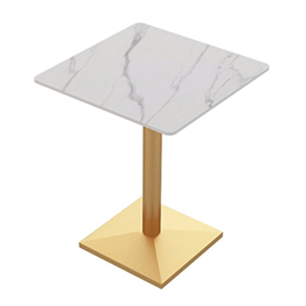 Traditional Luxury Dining Table White Sintered Stone Table with Gold Metal Base