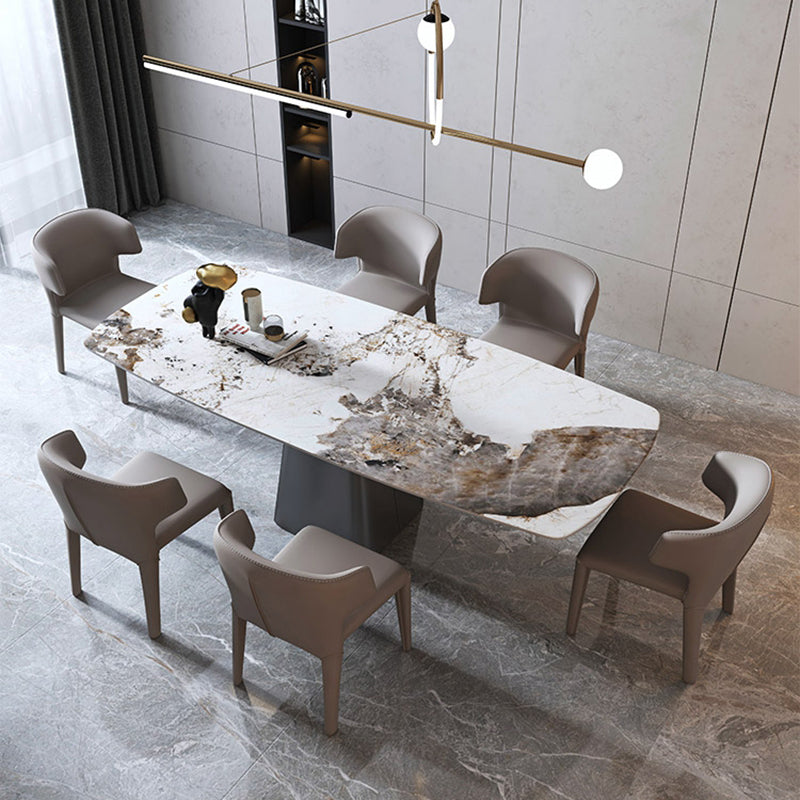 Modern Style Rectangle Dining Table Sintered Stone Pedestal Dining Table for Home Use