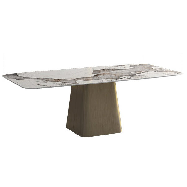 Modern Style Rectangle Dining Table Sintered Stone Pedestal Dining Table for Home Use