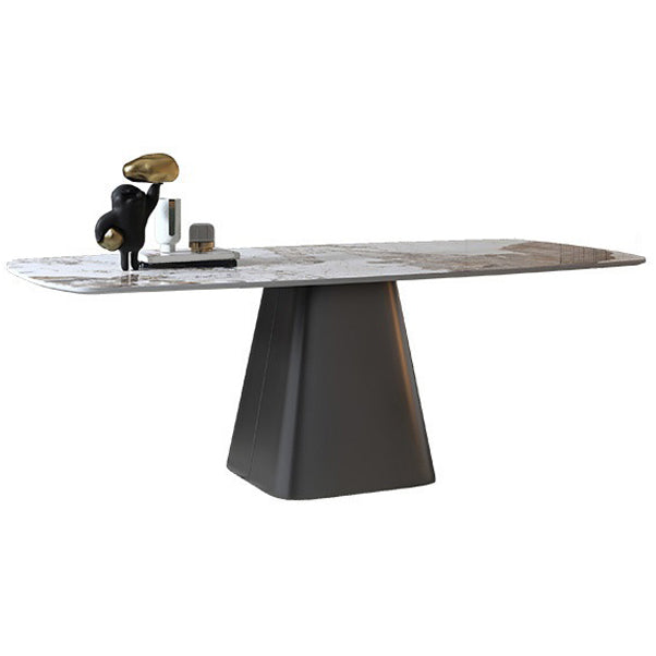 Modern Style Rectangle Dining Table Sintered Stone Pedestal Dining Table for Home Use