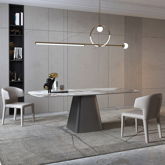 Modern Style Rectangle Dining Table Sintered Stone Pedestal Dining Table for Home Use
