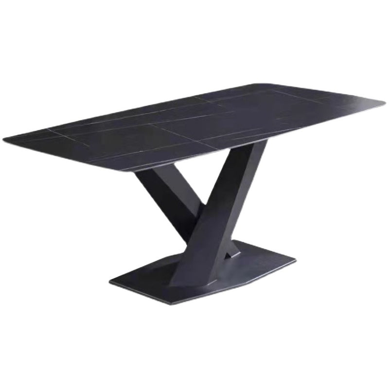 Mesa de comedor de estilo moderno Mesa de comedor de piedra sinterizada con marco negro para uso en el hogar