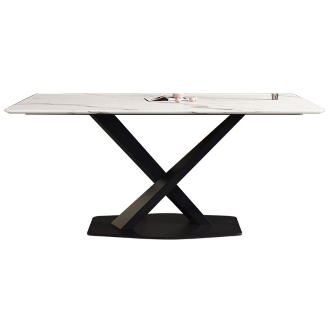 Mesa de comedor de estilo moderno Mesa de comedor de piedra sinterizada con marco negro para uso en el hogar