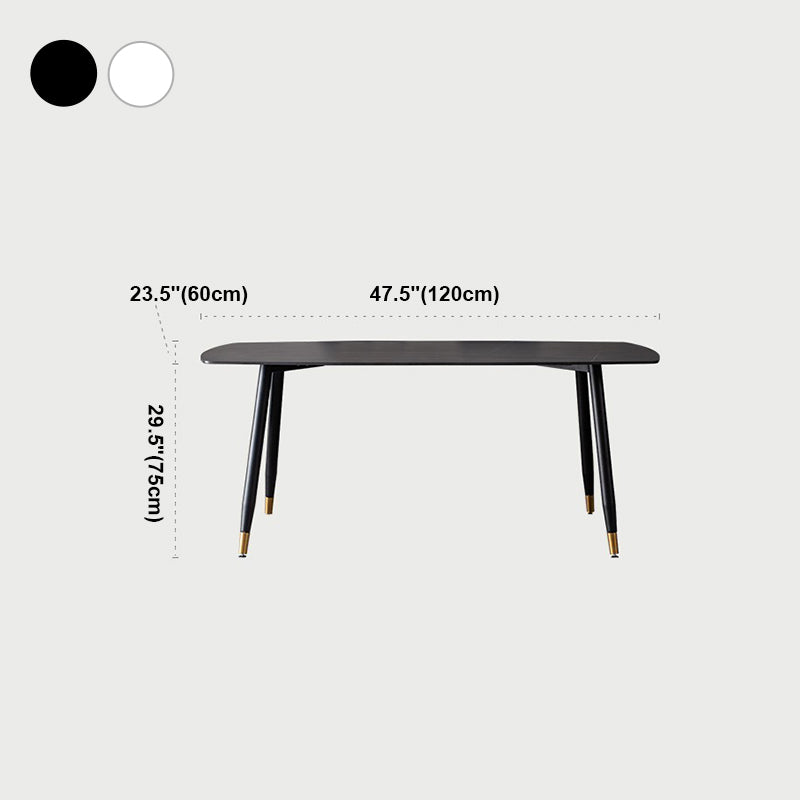 Mesa de comedor rectangular moderna de metal, mesa de piedra sinterizada para cocina y comedor