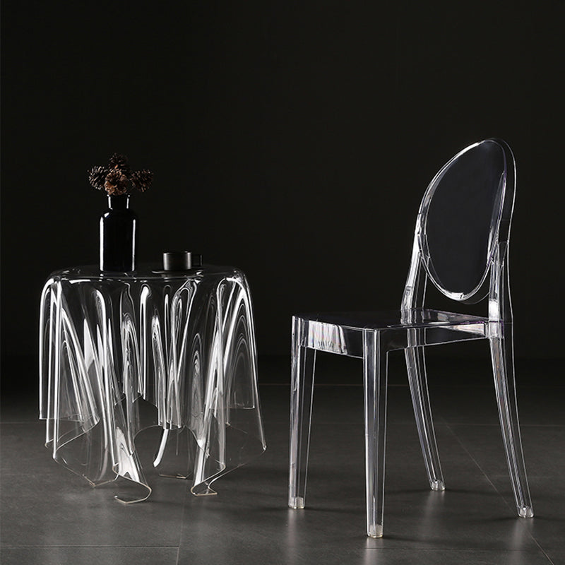 Silla de comedor de plástico sin brazos, sillas laterales de comedor con respaldo abierto para el hogar (juego de 4)