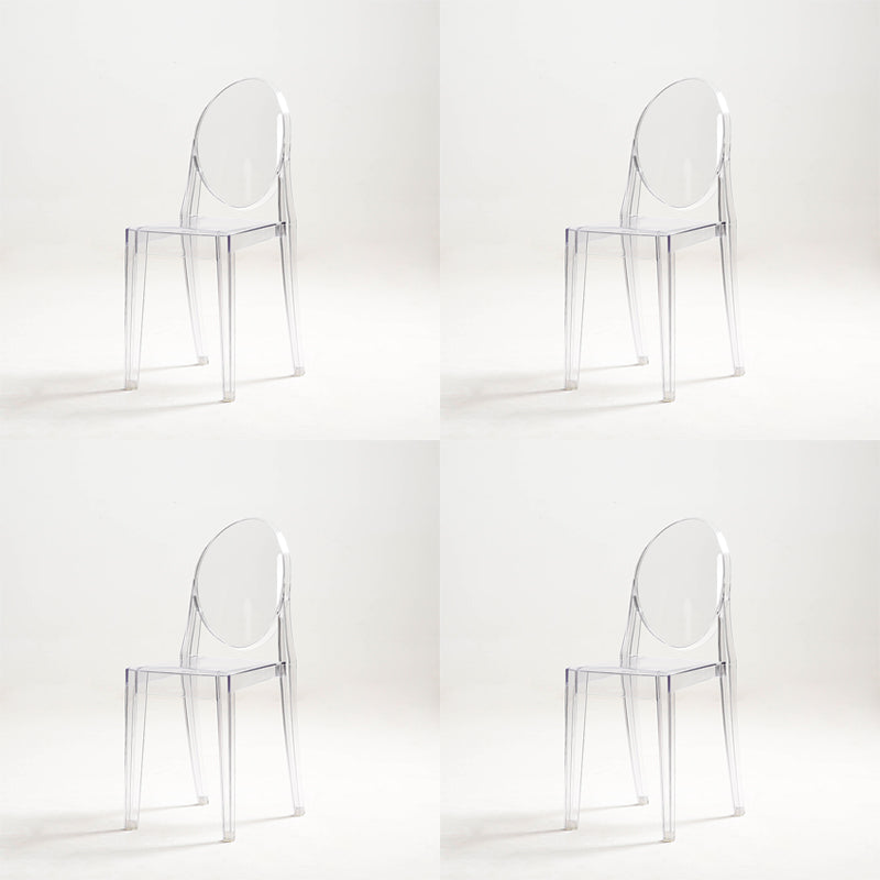 Silla de comedor de plástico sin brazos, sillas laterales de comedor con respaldo abierto para el hogar (juego de 4)