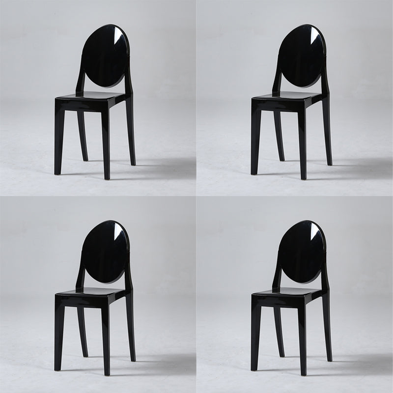 Silla de comedor de plástico sin brazos, sillas laterales de comedor con respaldo abierto para el hogar (juego de 4)