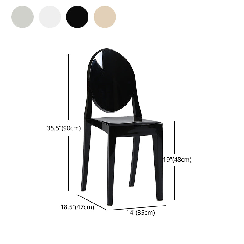 Silla de comedor de plástico sin brazos, sillas laterales de comedor con respaldo abierto para el hogar (juego de 4)