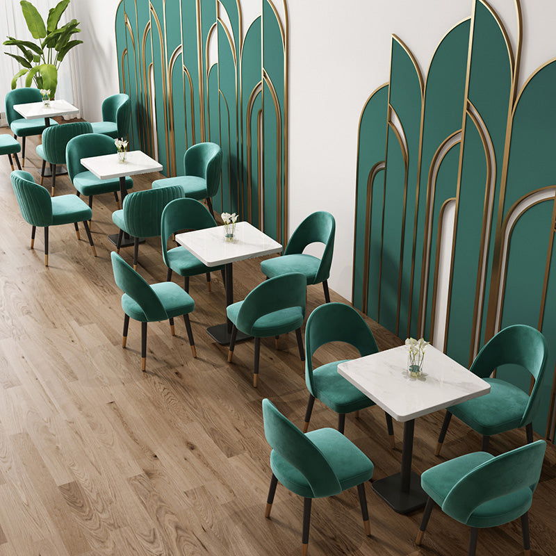 Silla de comedor de estilo escandinavo de metal, silla lateral sin brazos para comedor