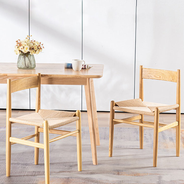 Silla de comedor de madera de estilo escandinavo, silla lateral de comedor con respaldo abierto para Patio