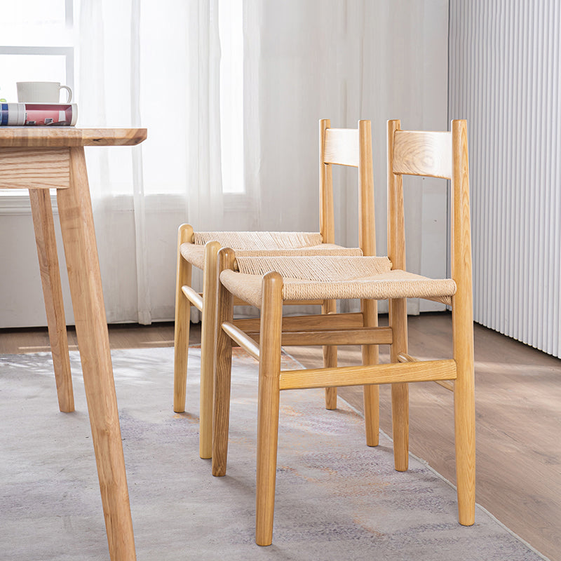 Silla de comedor de madera de estilo escandinavo, silla lateral de comedor con respaldo abierto para Patio
