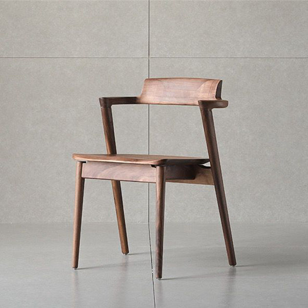 Inicio Silla de comedor de madera de estilo escandinavo Silla auxiliar de comedor con respaldo abierto y brazo