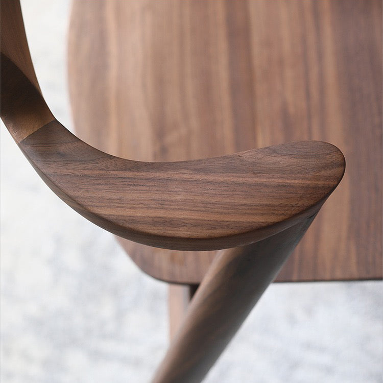 Inicio Silla de comedor de madera de estilo escandinavo Silla auxiliar de comedor con respaldo abierto y brazo