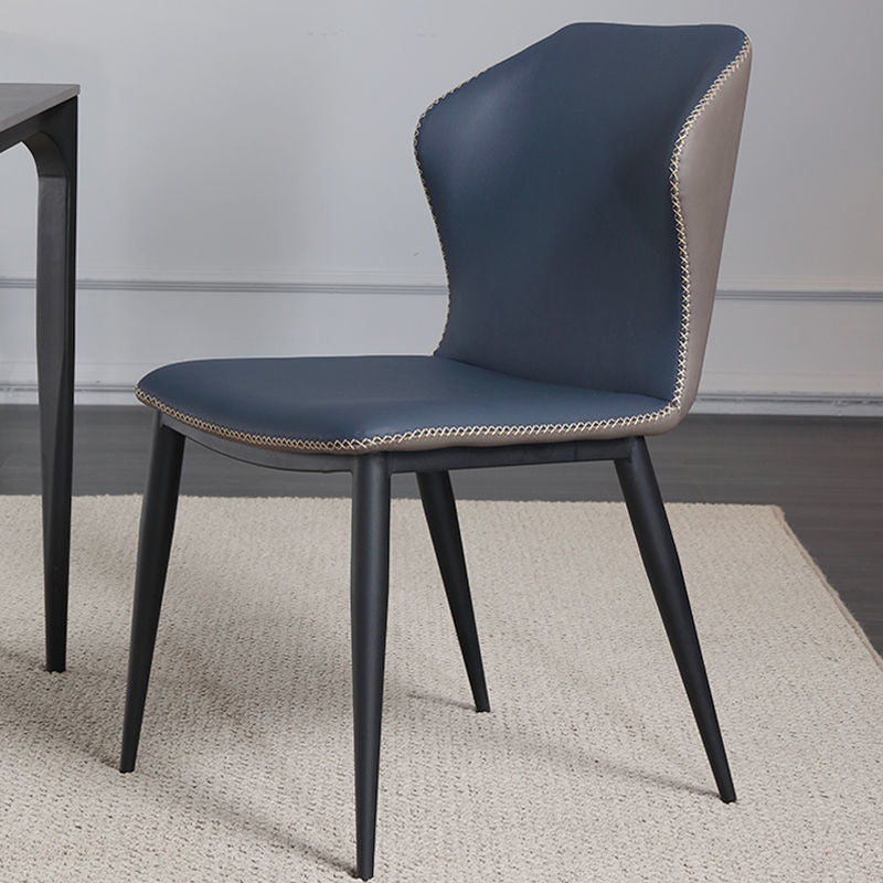 Silla sin brazos de comedor de metal contemporáneo, silla Wingback Parsons para uso doméstico