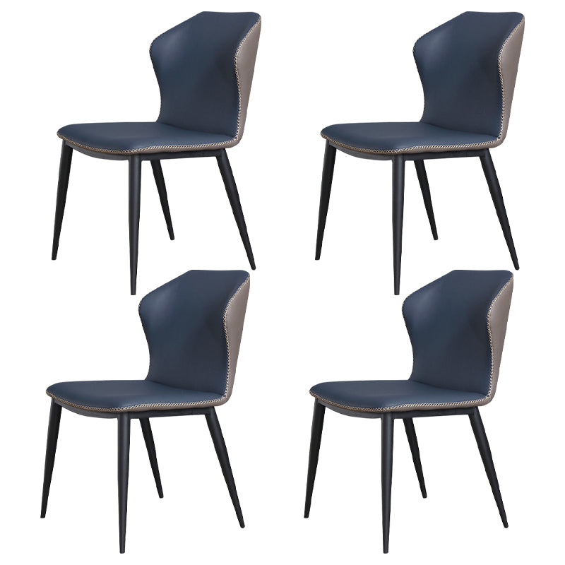 Silla sin brazos de comedor de metal contemporáneo, silla Wingback Parsons para uso doméstico