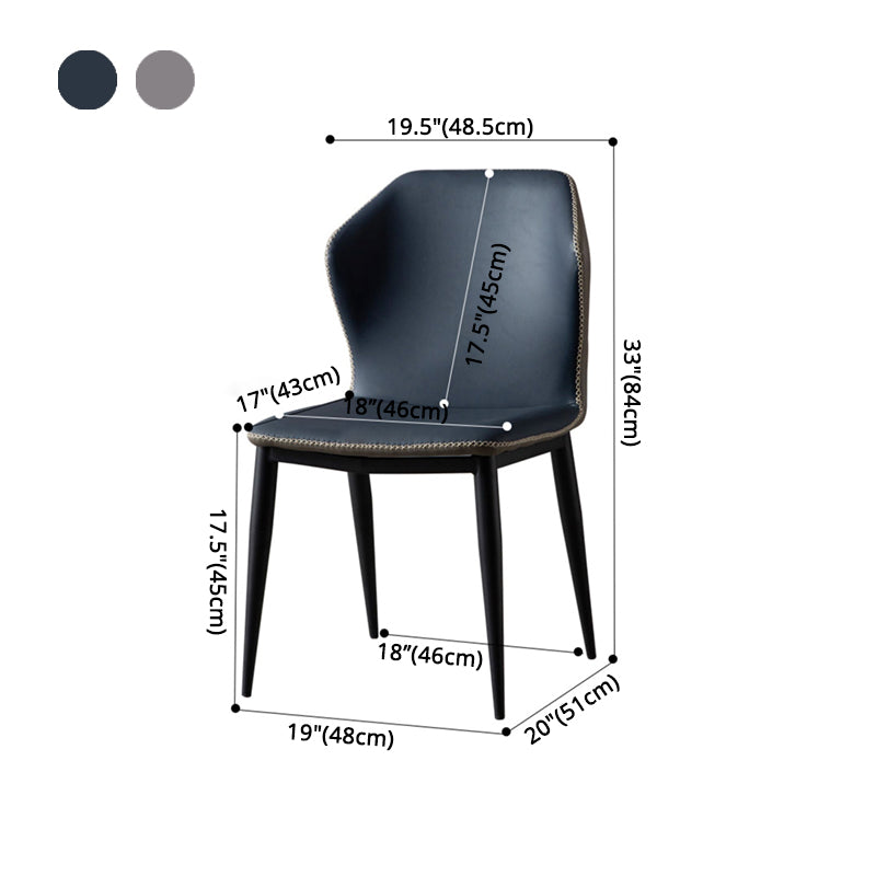 Silla sin brazos de comedor de metal contemporáneo, silla Wingback Parsons para uso doméstico