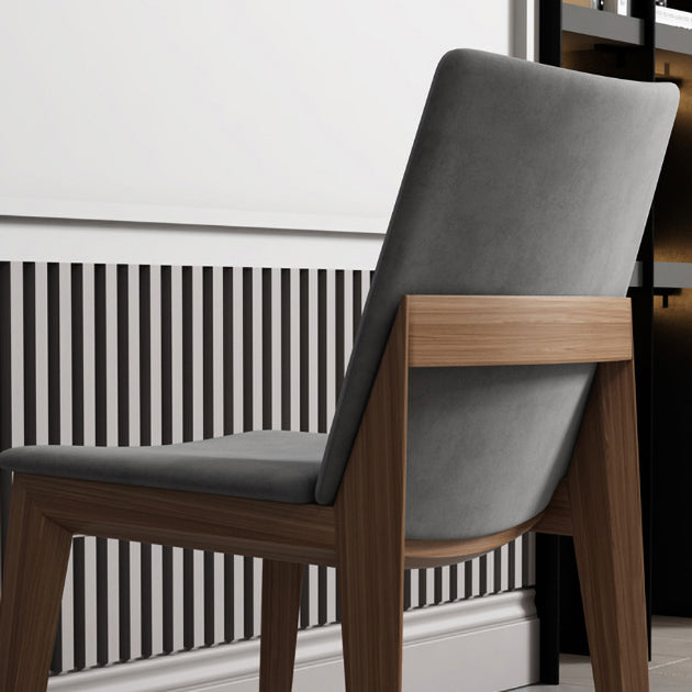 Silla de comedor gris tapizada moderna con respaldo sólido de la silla lateral de la tienda de manicura